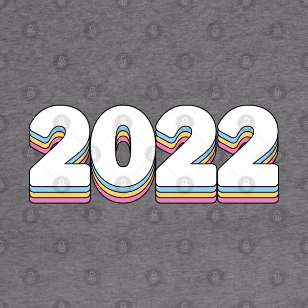 Year 2022 Happy New Year Retro Vintage Pink Yellow Blue by RetroDesign